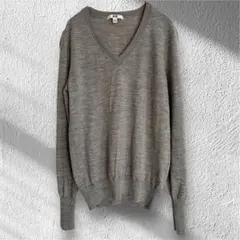 ユニクロ　 長袖ニット　 Vネック　ウール100% シンプル グレー系　M