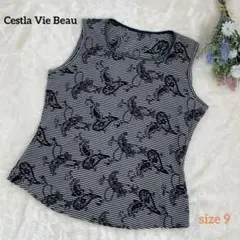 【セラビボー】ノースリーブ　ペイズリー柄　総柄　綿使用　ミセス　婦人服　美品　9