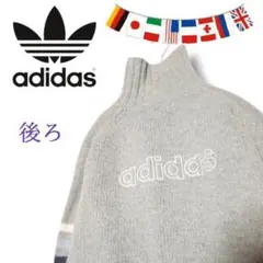 希少✨万国旗タグ＊adidas バック刺繍ロゴ ハイネックニット 大きいサイズ