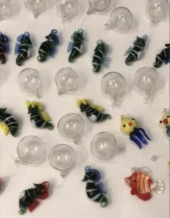 浮玉ガラス まとめて30点 ガラス細工 レトロ 熱帯魚 タコ タツノオトシゴ