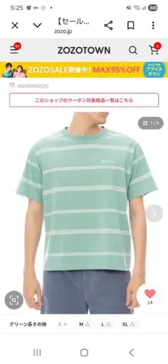 RVCA ボーダー Tシャツ グリーン