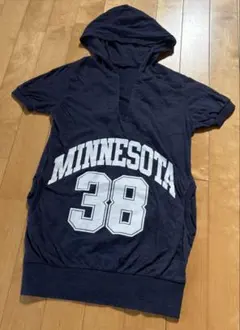 半袖パーカー フード付き　MINNESOTA ネイビー
