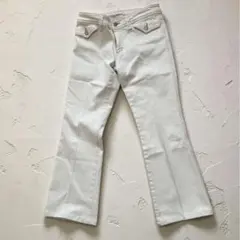 美品✨23区 フレア デニム パンツ ベージュ ストレッチ 34のサムネイル
