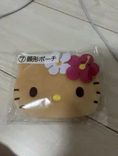 キティちゃん 顔型ポーチ 花付き