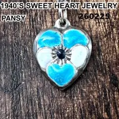 スウィートハートジュエリー パンジー エナメル シルバー ヴィンテージネックレス