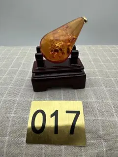 ☆天然☆ K18金具 天然琥珀 ペンダントトップ ネックレスパーツ（美品）