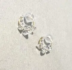 ミックスランダムカットガラス　ゴールドミニフープイヤリング