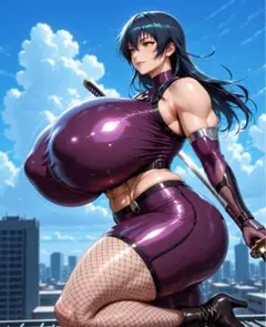 光沢の紫ボディスーツフィギュア