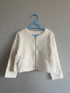 KP アイボリー ジップアップカーディガン 110