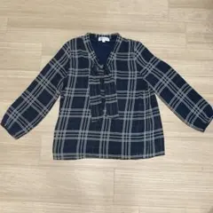 【ミッシェルクラン】チェック柄長袖ブラウス