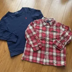 Polo Ralph Lauren 3T 長袖Tシャツとチェックシャツセット