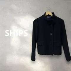 シップス SHIPS 高級ウール ツイード スタンドカラー ジャケット M 黒