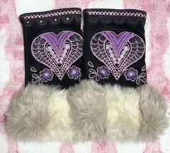 ANNA SUI アームカバー 手袋 ファー ハート刺繍