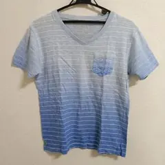 GOTCHA ガッチャ/ 半袖 Tシャツ M グラデーション ボーダー 水色のサムネイル