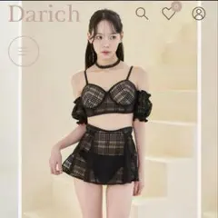 ♡新品未使用タグ付き♡Darich ダーリッチ ダルメシアン柄 スイムウェア チェックレースシアービキニ（水着）｜Darich（ダーリッチ）の