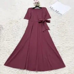 美品✨ウィークエンドマックスマーラ　マキシ丈サイドリボンワンピース　ピンク　L