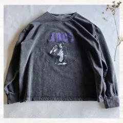 ヴィンテージ風ロゴTシャツ Y2K 長袖 グレー トップス 90年代デザイン