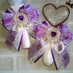 キンブレリボン★量産型★ヘアゴム★紫★紫✕白★ペンライトリボン★サブカル★薔薇★