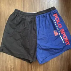 【90sヴィンテージ】ポロスポーツ ラルフローレン スイムパンツ 黒青のサムネイル