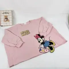 110サイズ　Littc　リトシー　ミニーマウス刺繍　ワッペン　トレーナー