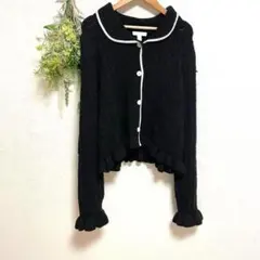T0266 エイチアンドエム　美品　フリル　カーディガン　ガーリー　レース
