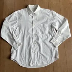 ホワイト Mサイズ 長袖シャツ 左胸ポケット付き