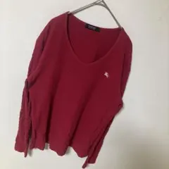 バーバリーブラックレーベル 三陽商会 長袖 Vネック Tシャツ ロンT 赤系 2