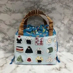 ハンドメイド★持ち手付保冷保温お弁当袋　巾着袋★ご当地おにぎり柄