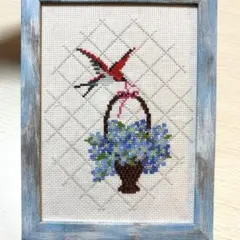 刺繍 クロスステッチ完成品【富士山と鳥居】 - メルカリ