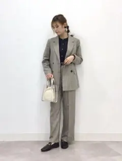 美品 GU テーラードダブルブレストジャケット(チェック) セットアップ