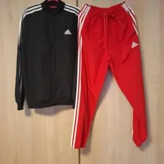 adidas ジャージ上下セット M 黒赤