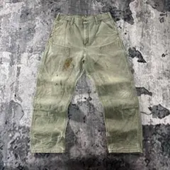 33×30 希少カラー Carhartt ダブルニー B136 モスグリーン