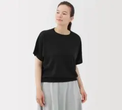 無印良品　なめらか天竺編みドルマンセーター 婦人Ｌ・黒