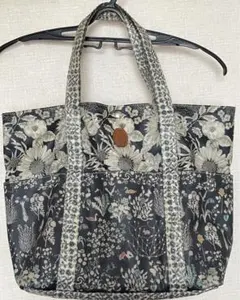 Couple クーポール　ビニールトートバッグ　ネイビー　リバティプリント