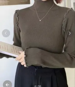 12G ハイネックメローリブニット