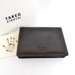 174【未使用】タケオキクチ パスケース イタリアンレザー ブラック