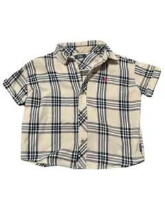 【美品】POLO半袖 チェックシャツ ベージュ