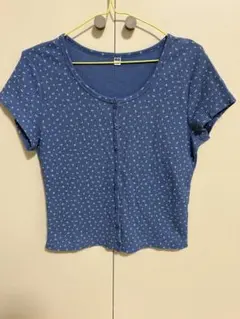 UNIQLO 花柄　ワッフル　フルオープンミニT