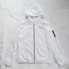 PUMA フード 白 ロゴ フルジップ ウィンドブレーカー ジャケット M