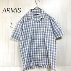 ARMIS　半袖シャツ　ブルー系　L　日本製