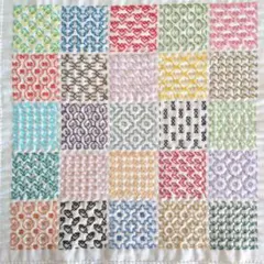 寄せ模様25分割 刺し子ふきん 花ふきん ハンドメイド