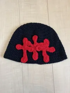 ポ*イ様 y.a.r.n風 クロスモチーフ ニットキャップ