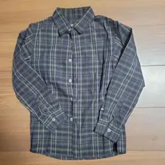 ネイビー系チェック柄長袖シャツ