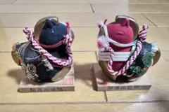 郷土玩具 赤と黒の馬　置物　陶器製