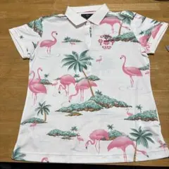 フラミンゴ柄ポロシャツ レディース