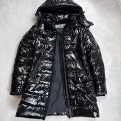ディーゼル　中綿ロングジャケット　ブラック　光沢あり　Sサイズ
