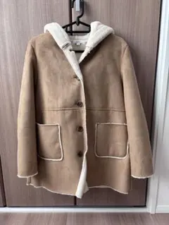 a.v.v フード付きムートン風コート 150ベージュ