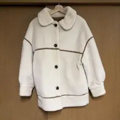 ヘザー　アイボリー ボアジャケット フリーサイズ