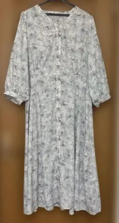 SALE花柄 七分袖 ロングワンピース　3L
