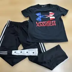UNDER ARMOUR 黒　Tシャツ　裾ボタンパンツ　ジャージ　130140